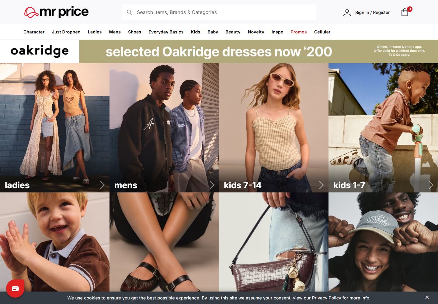 Mr Price website homepage screenshot