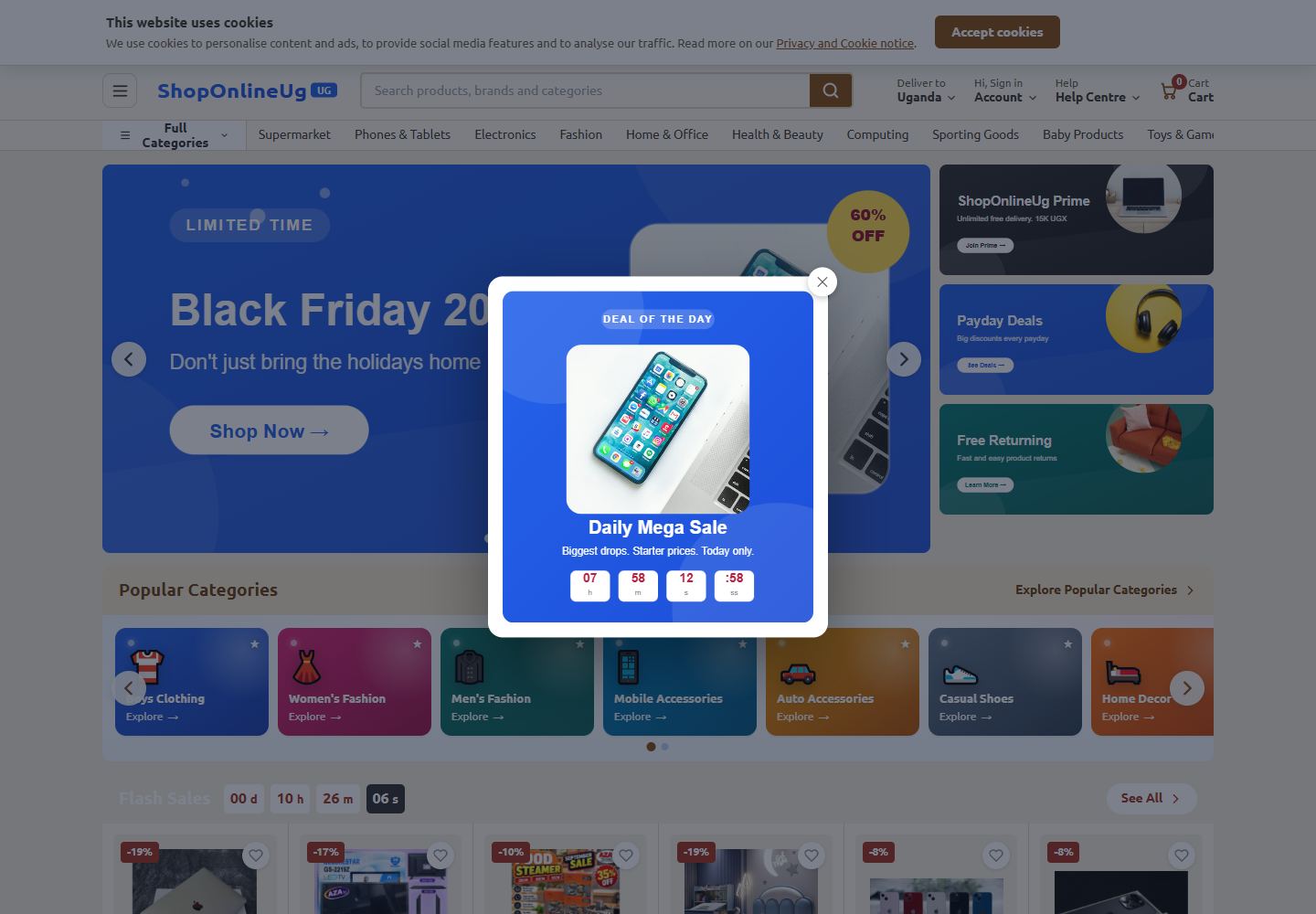 ShopOnlineUg website homepage screenshot