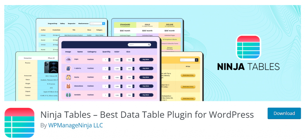 Ninja Tables - WordPress plugin to create custom tables