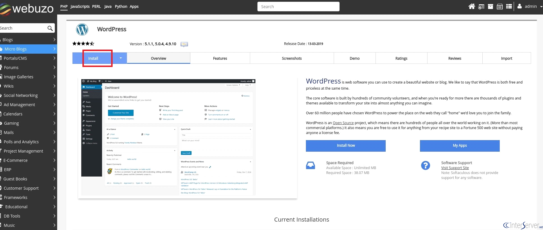 Install WP
