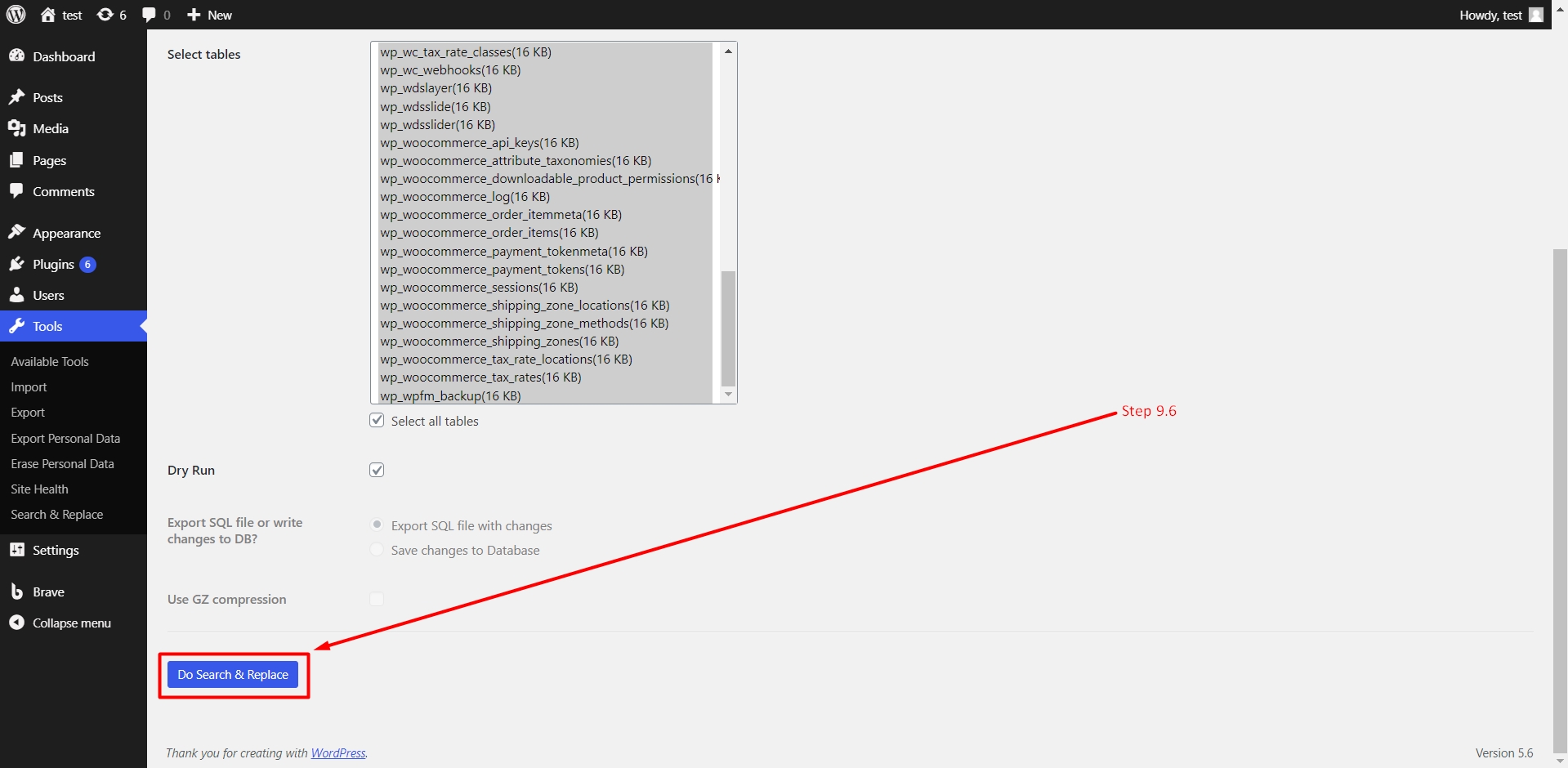 Confirm search and replace operation in WordPress