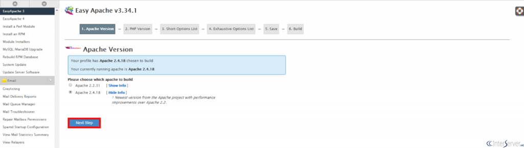 Upgrade Apache using Easyapache