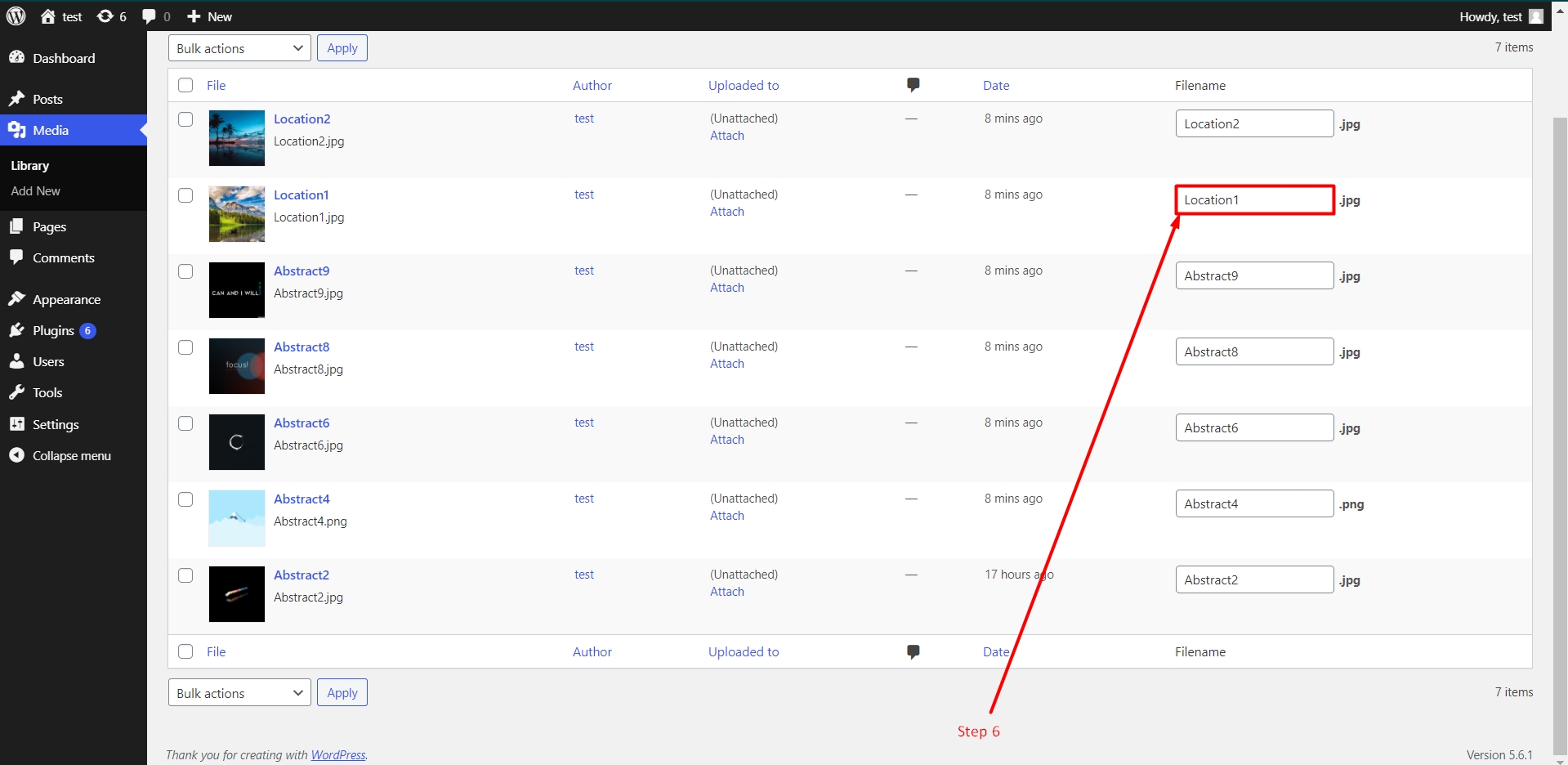 Rename media files in WordPress
