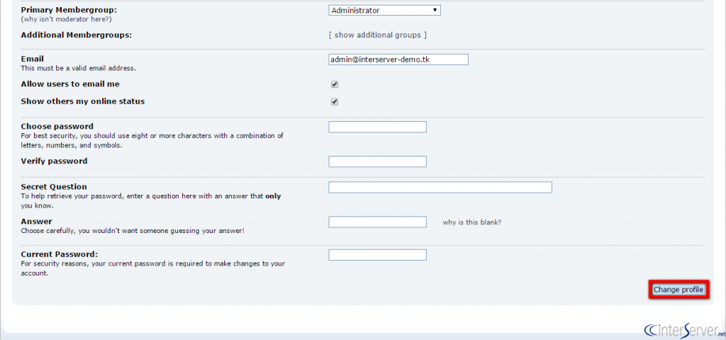 Change user's password