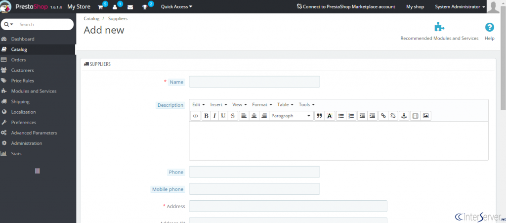 Manage suppliers in PrestaShop