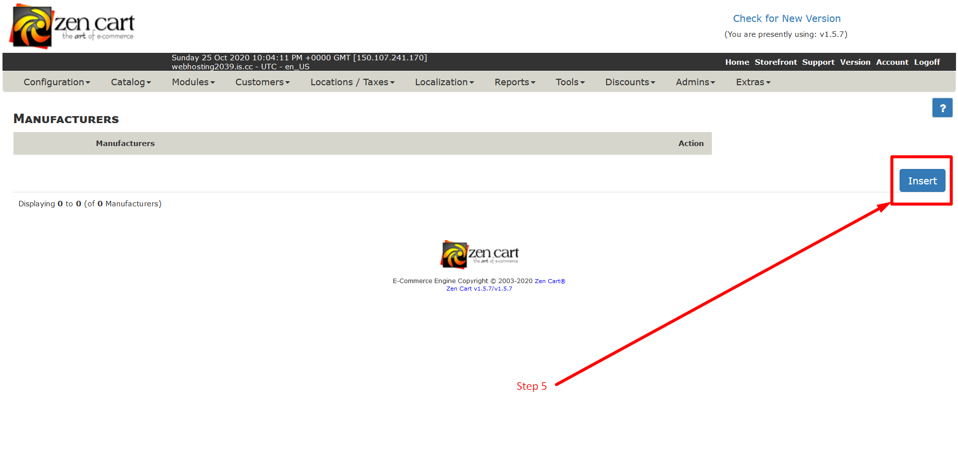 Create manufacturers in ZenCart - Step 5