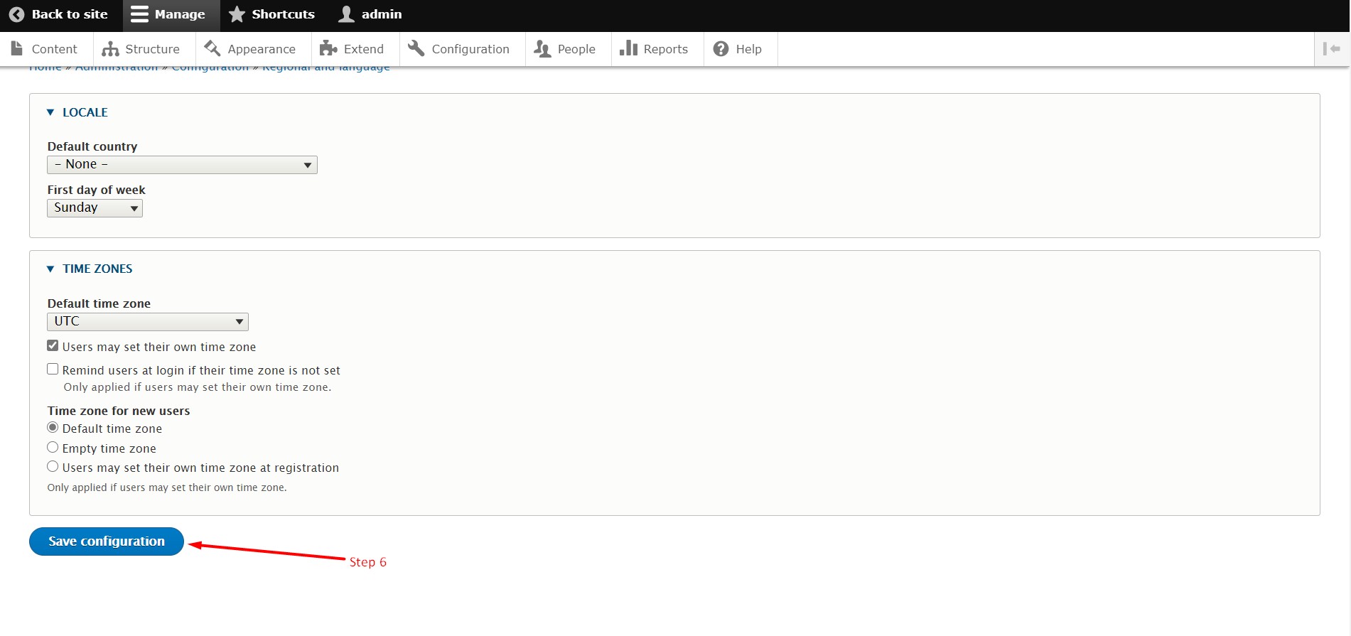 Change default Country in Drupal - Step 6