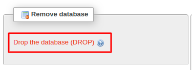 Drop database in PHPMyAdmin