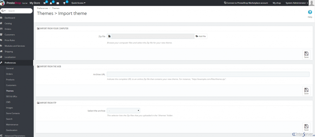 Install new theme in PrestaShop