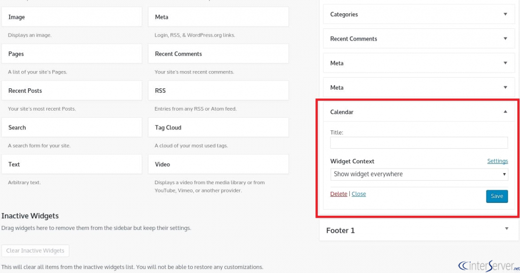 show or hide widgets