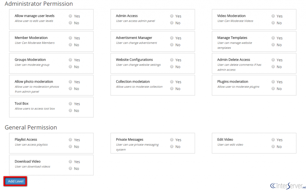 Manage User Levels in ClipBucket