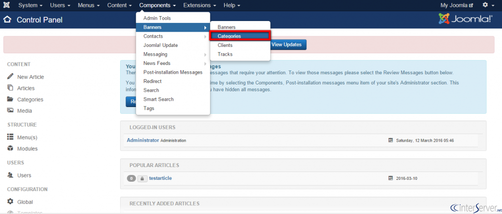 Banner Category in Joomla