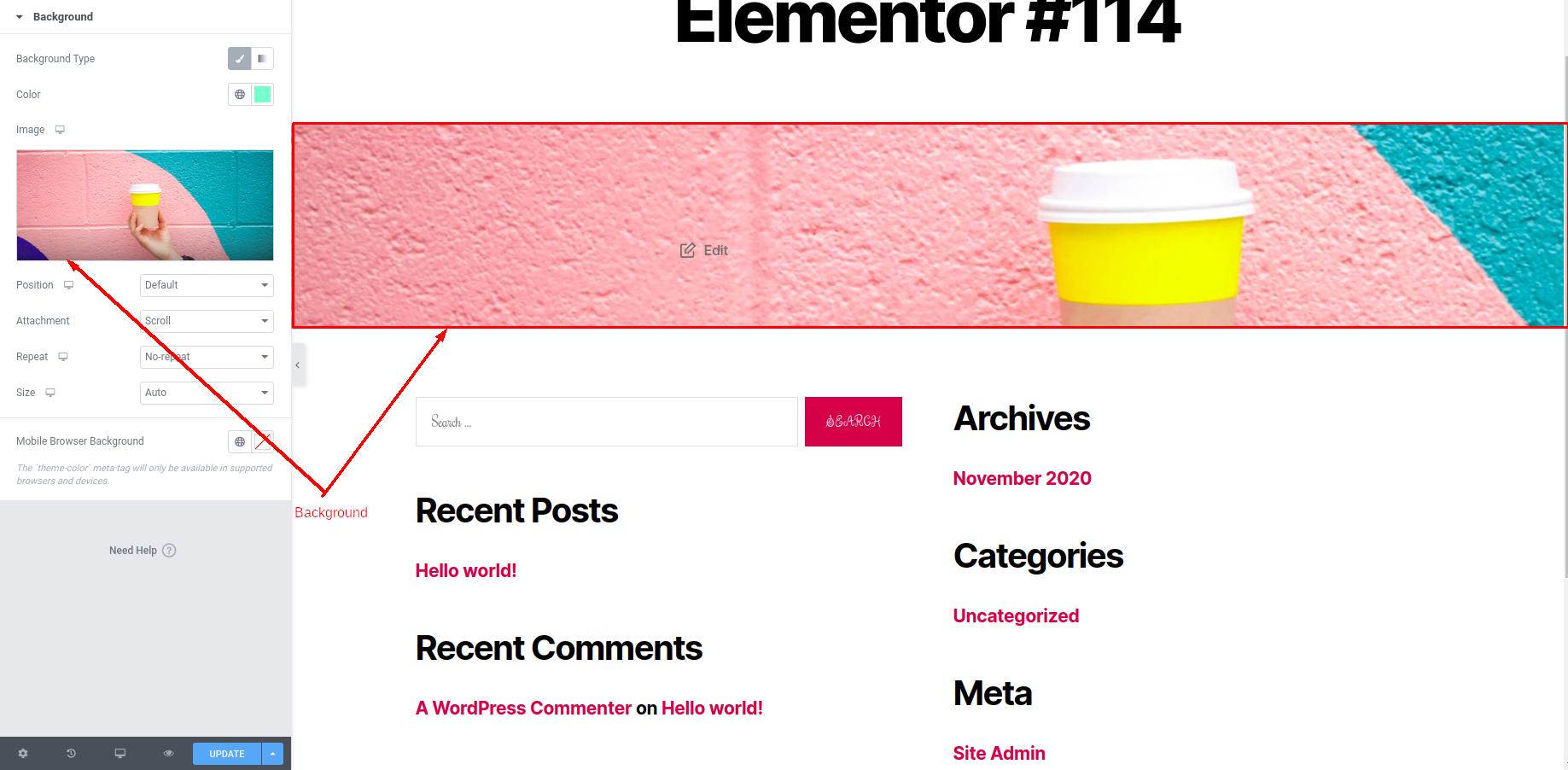 How to manage site background in Elementor