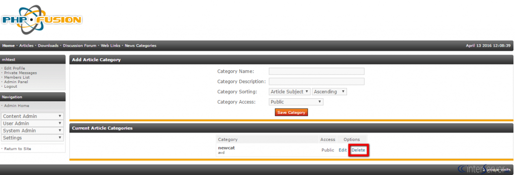 Manage Article Categories