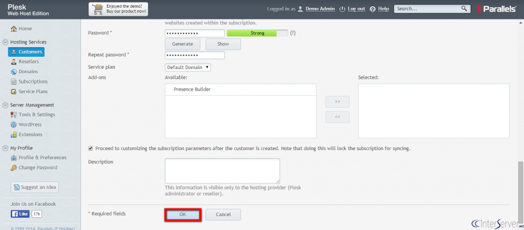 Customer Management in Plesk