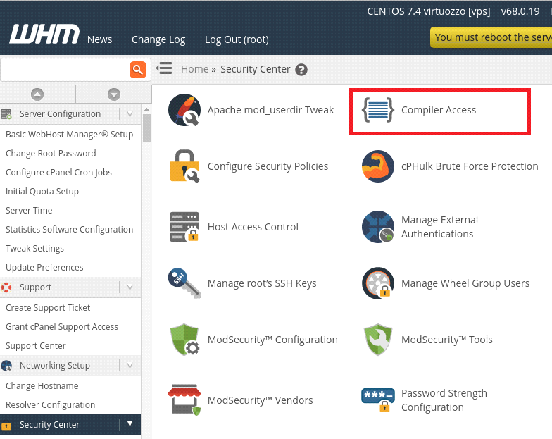 Compiler Access on WHM