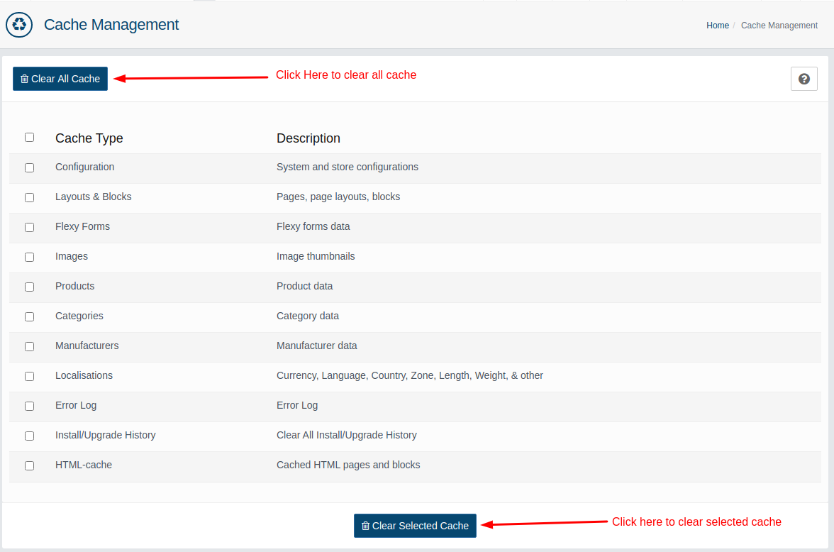 Cache Management in AbanteCart