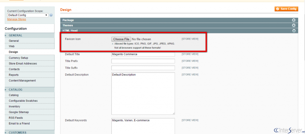 Add custom favicon in Magento