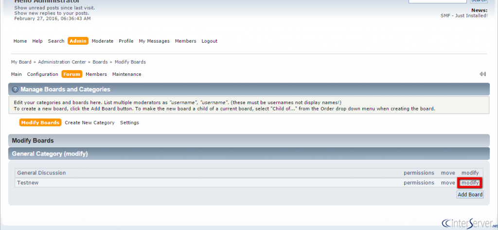 Create new forum