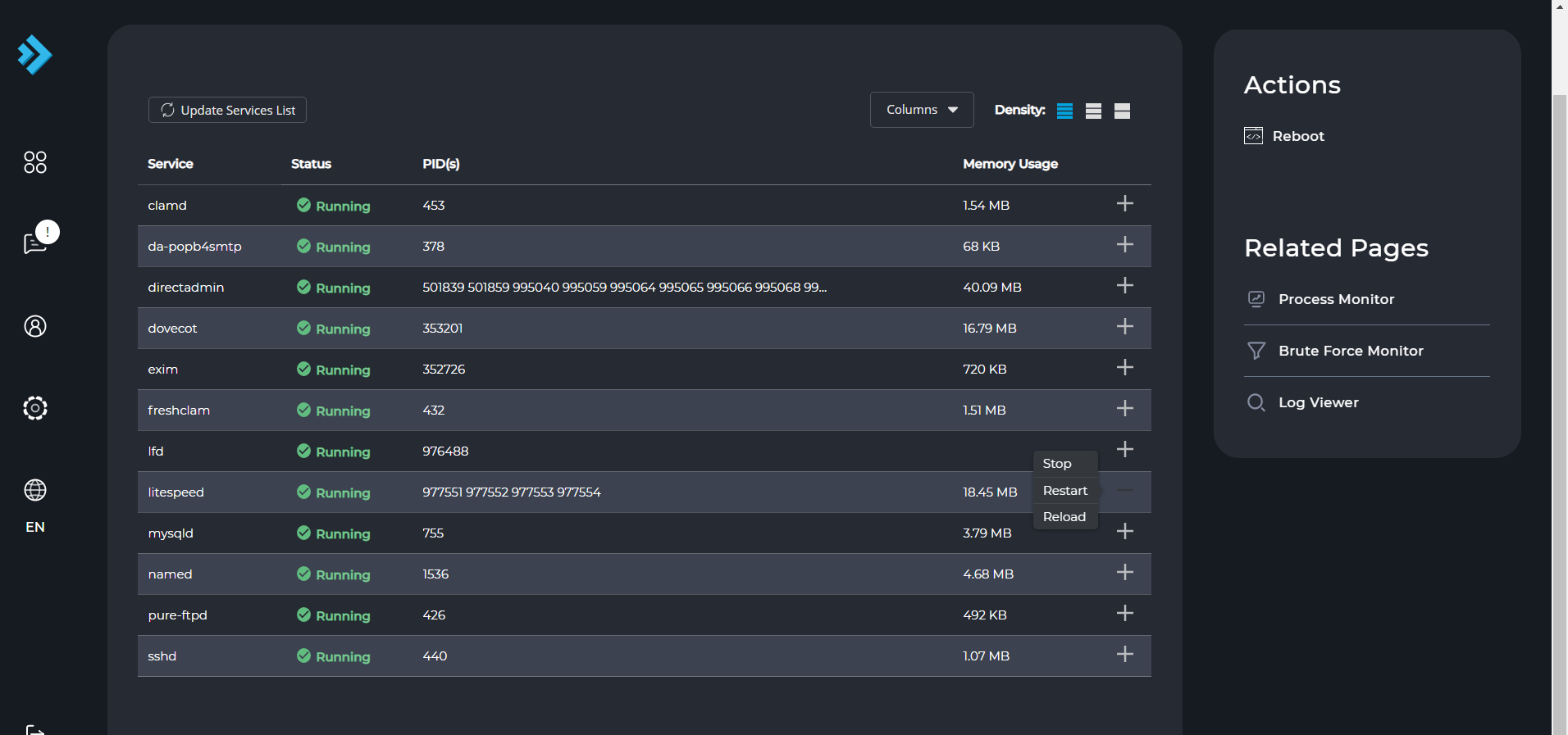 OpenLiteSpeed is functioning normally