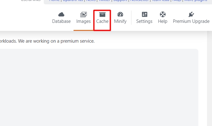 Clearing cache using WP Optimize