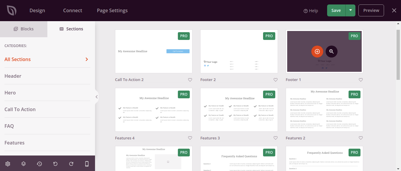 Create different sections in SeedProd