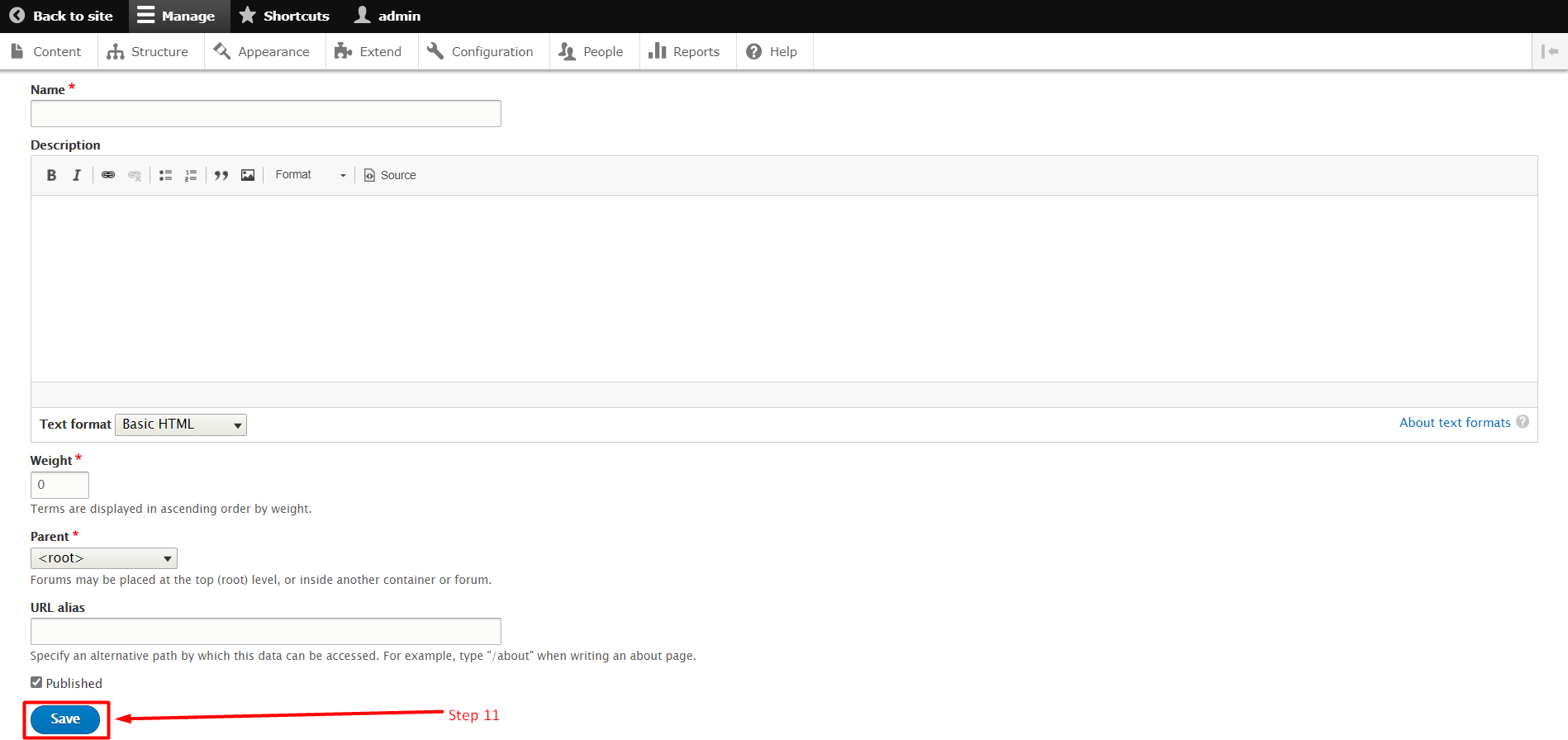 How to create a forum in Drupal - Step 11