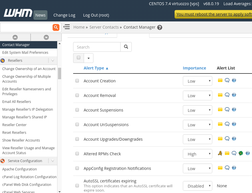 Contact Manager Setup in WHM