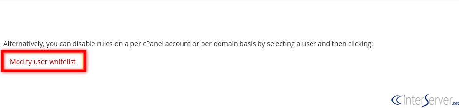 Disable ModSecurity Rule for cPanel User