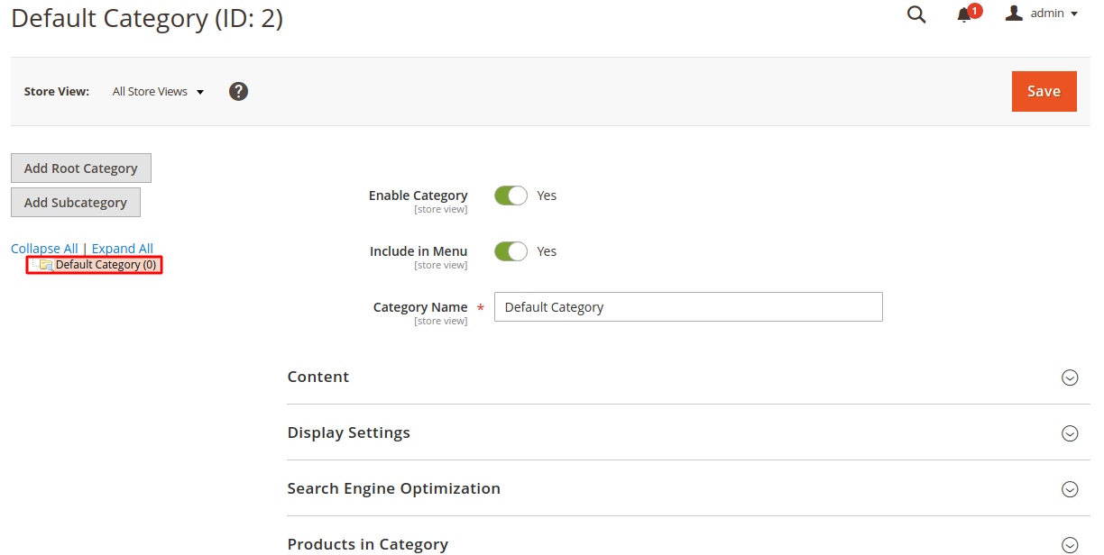 Manage Product categories in Magento - Step 2