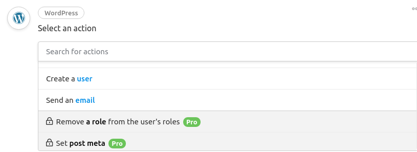 Select an action in a Recipe