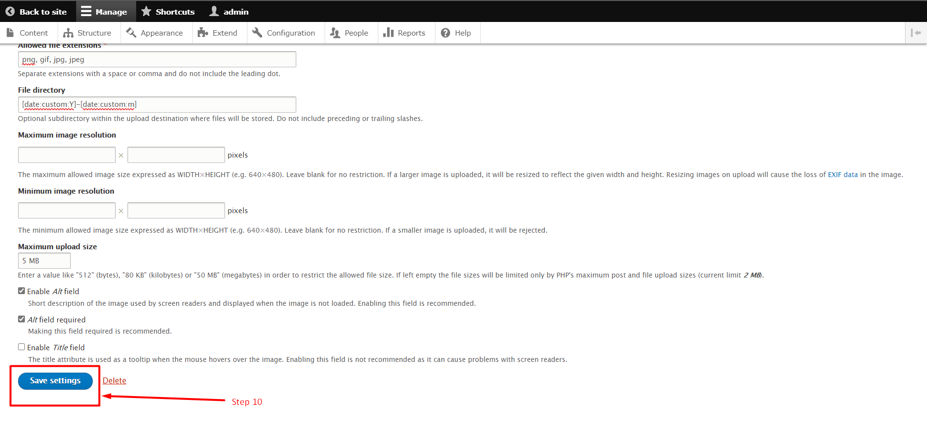 Set default user image in Drupal - Step 10