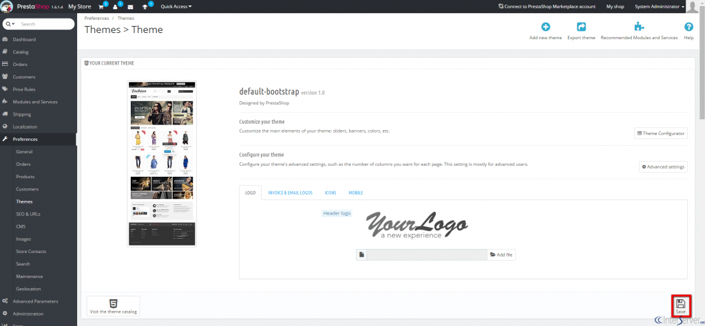 Install new theme in PrestaShop