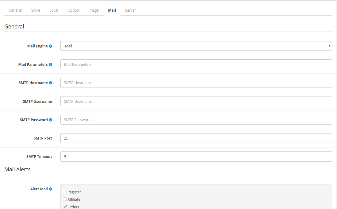 Configure E-mail settings in OpenCart - Step 4