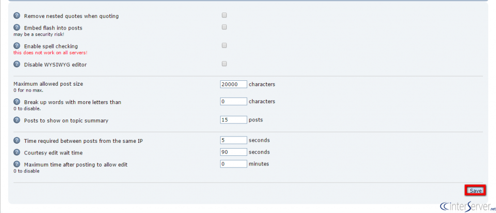 Modify post settings