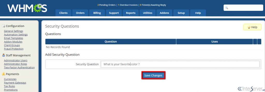 Security Questions