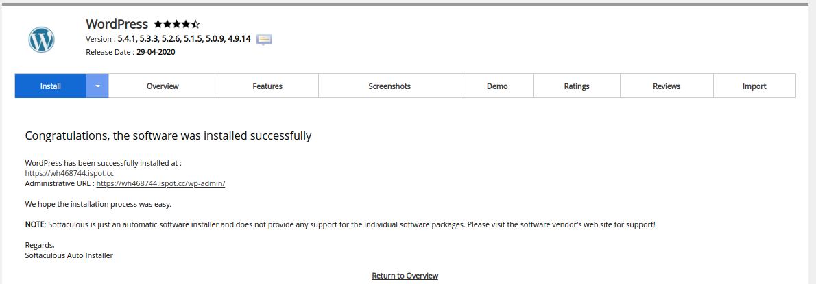 Install WordPress on cPanel using Softaculous