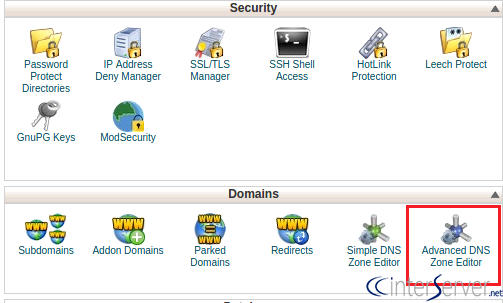 Screen shot of cpanel front page
