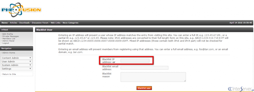 Manage Blacklist