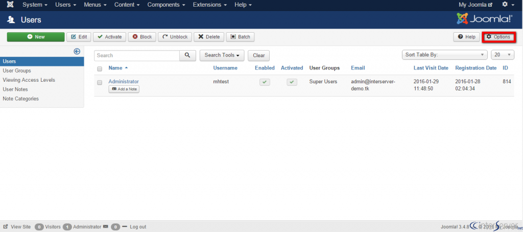 Disable User Registration in Joomla