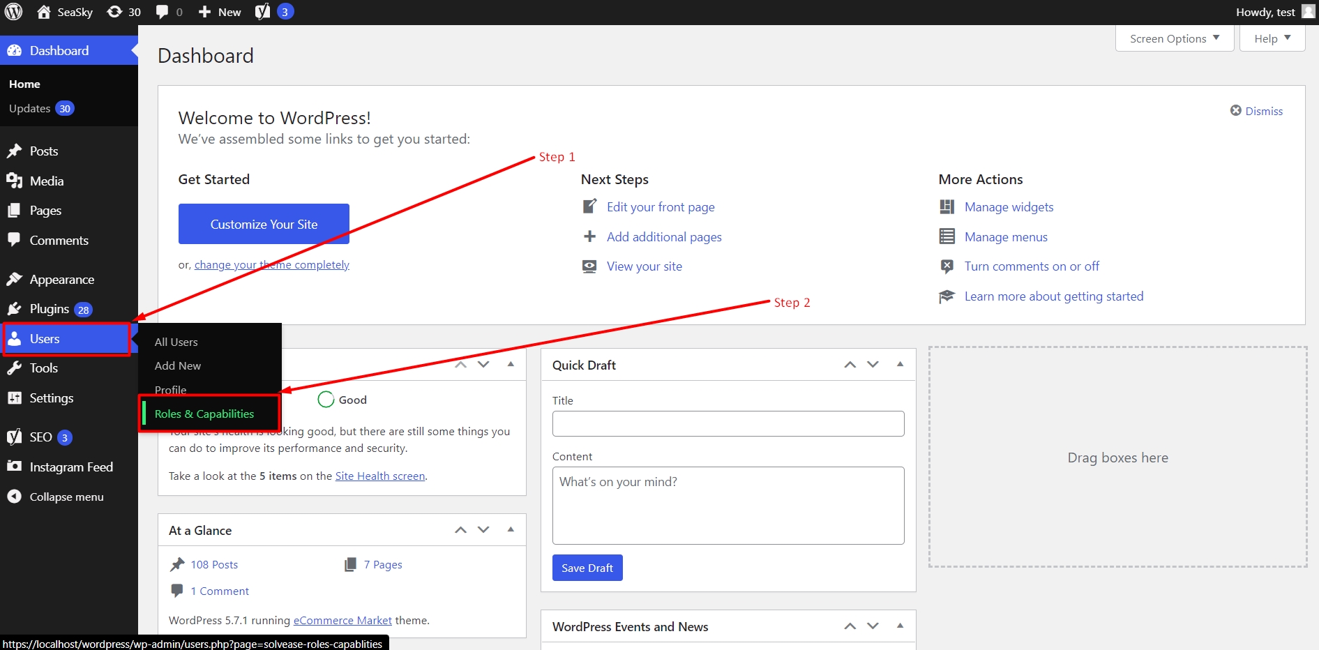 Manage default capabilities for roles in WordPress