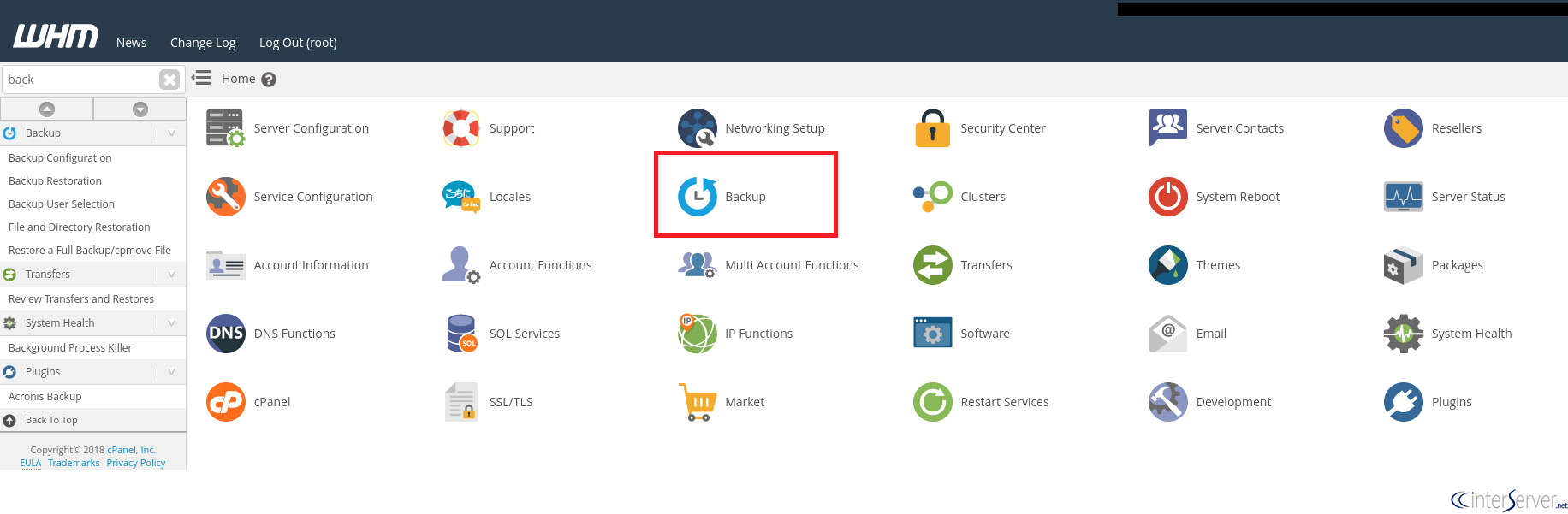 Backup user selection