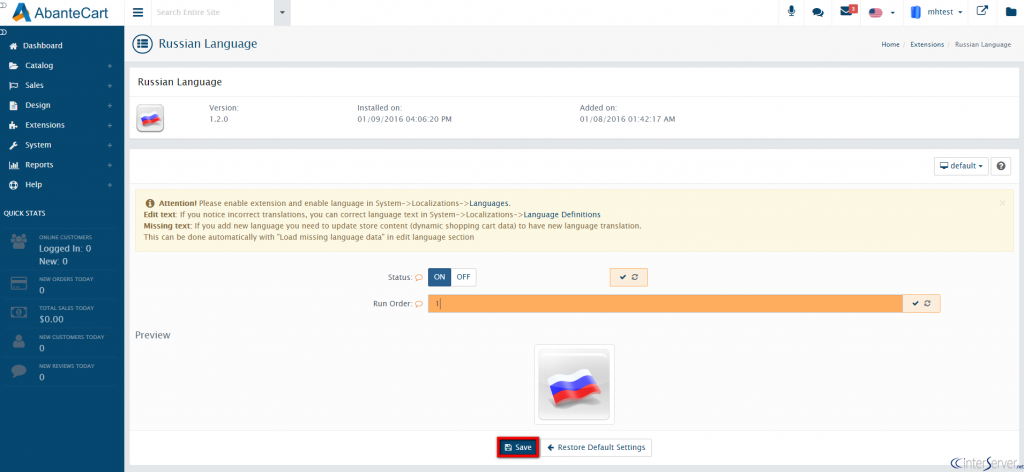 Add new language in AbanteCart