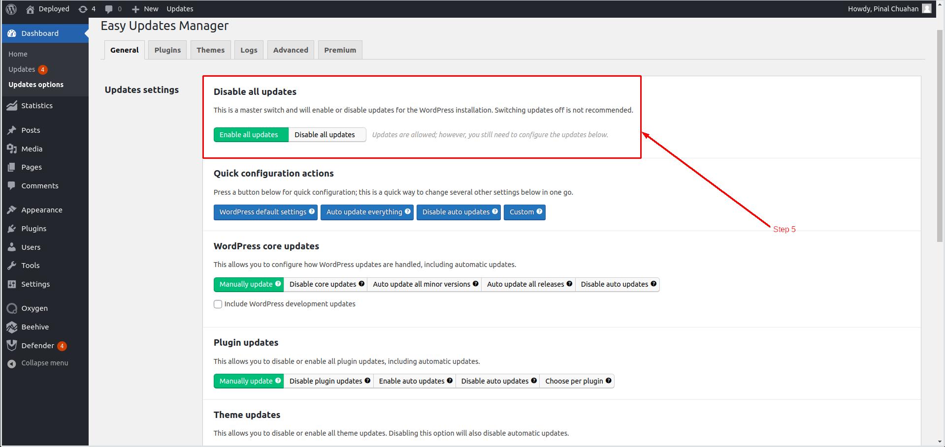 Enable and Disable all updates
