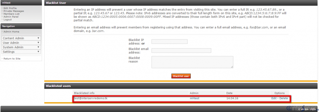 Manage Blacklist in PHP-Fusion
