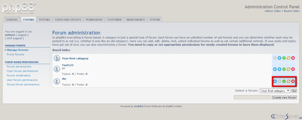Manage forums in phpBB