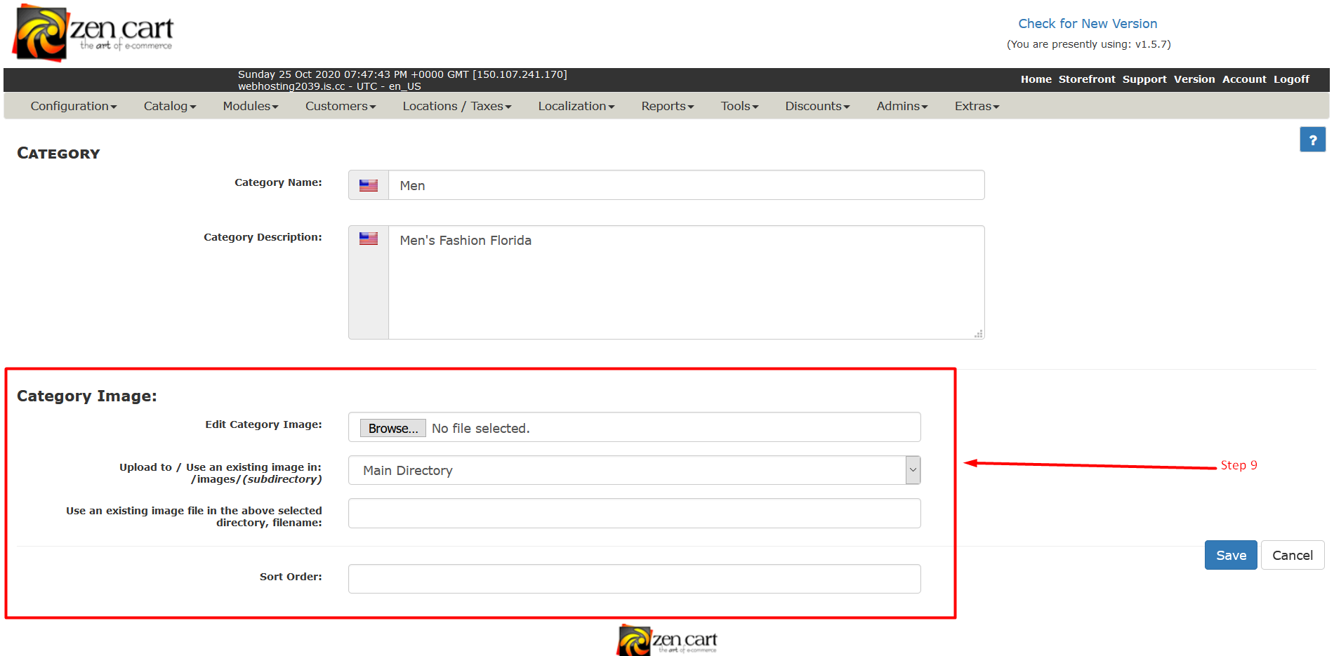 How to add category in Zencart - Step 9