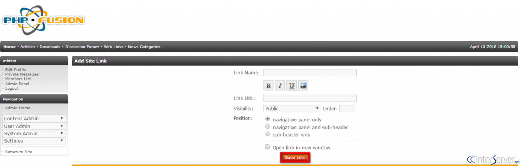 Manage Site Links
