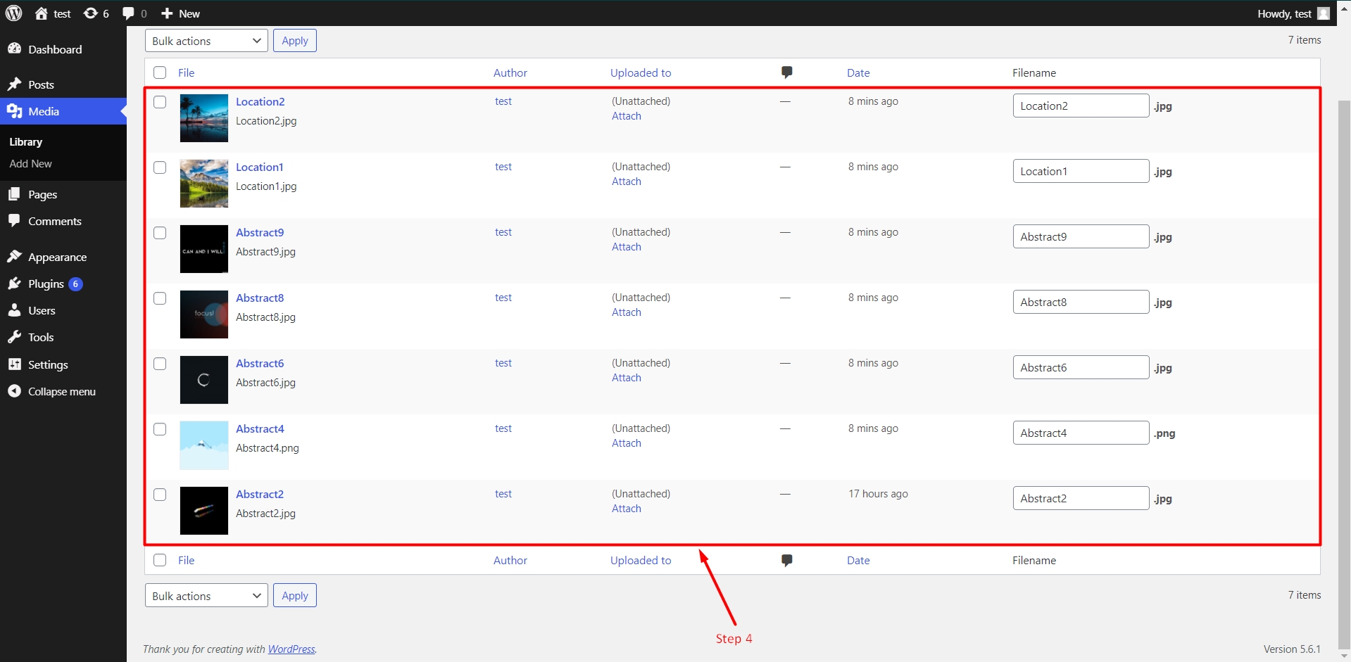 Media files in a WordPress website