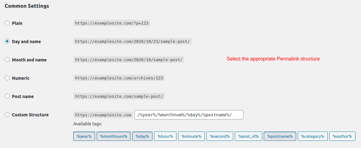 How to set Permalink in WordPress - Step 3